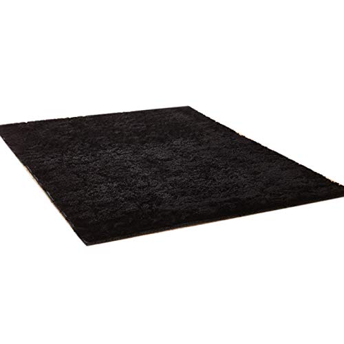 Fußmatte für Innen & Außen, Rutschfest Weich Wohnzimmer Shaggy Teppich Flauschig Weich Bodenmatte Pad Teppich Kissen - Schwarz 50x80cm von CUSROS