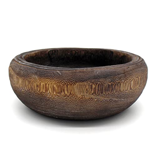 CVHOMEDECO. Primitives Massivholz funktionelle und Sammlerschale Vintage Runde handgeschnitzte Holzschale Rustikale Baumware Kunstwerke zum Servieren von Nüssen, Früchten oder Akzent-Dekor, 22.9 cm von CVHOMEDECO.