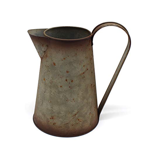 CVHOMEDECO. 17,8-cm-Milchkrug aus verzinktem Metall, alte rustikale Primitive Gießkanne Vase für Haus- und Gartendekoration von CVHOMEDECO.