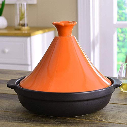 Auflaufform für die Küche, hitzebeständiger Auflauf aus Keramik mit Deckel für 3–5 Personen, handgefertigt in kostenloser Auflaufform/Gelb (Orange) von CVNIMV