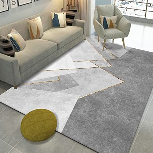CWGQQ Sofa für Schlafzimmer, Teppich, Wohnzimmer, leicht zu reinigen, grau, waschbar, rechteckig, geometrischer Muster-Stil, atmungsaktiver Teppich (120 x 240 cm) von CWGQQ