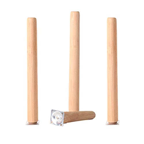 CWYP-043 4 Stück Holz Tischbeine, Massivholz Konisch Ersatz Möbelfüße Möbelbeine mit Montageplatten & M8 Schrauben für Sofa Bett Schrank Couch Stuhl(Size:50cm) von CWYP-043