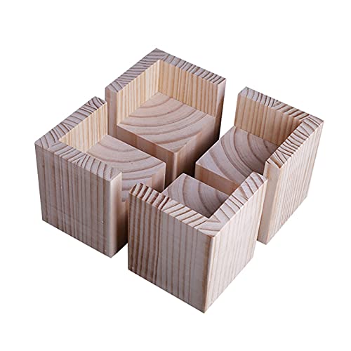 CWYP-043 4 Stück Möbel Risers Möbelerhöher Betterhöhung Möbelerhöhung Tischerhöher Elefantenfuß Bed Riser aus Holz (Size:8x8x10cm) von CWYP-043