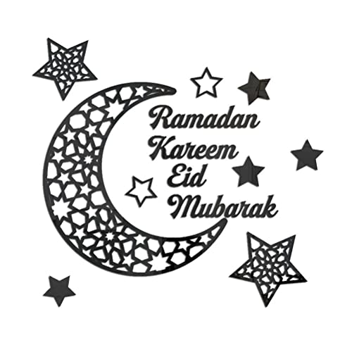 CXWLD 3D Ramadan Acryl Wandaufkleber, Acryl Mond Sterne Muslim Islam DIY Home Art Decor, Eid Mubarak Wandaufkleber 45 x 41,9 cm für Türen Fenster Raumdekoration von CXWLD