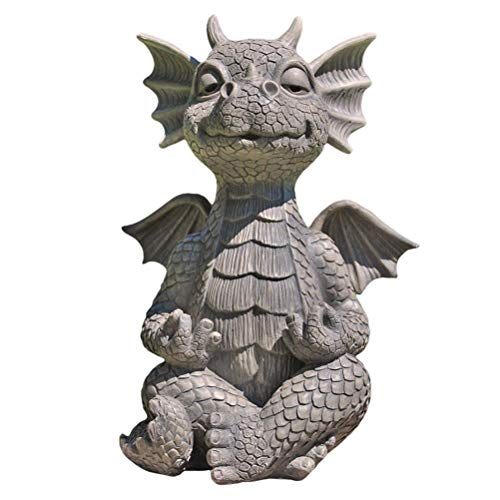 CXWLD Gartendrache Meditierte Statue Drachenstatue Zen Yoga Drache Haus Garten Dekoration Drache Buddha Kunst Skulpturen für Outdoor Hinterhof Veranda von CXWLD