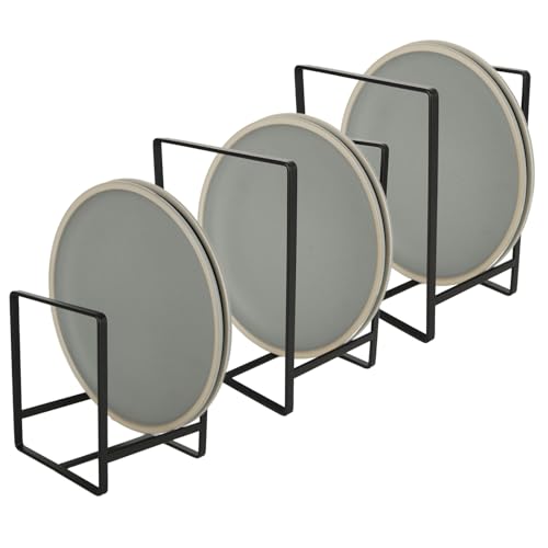 CYEER 3 Stück Metal Plate Racks, 2 Größen Schwarz Tellerhalter Teller Organizer Schrank Upright Abtropfgestell für Küchentheke Schrank Theke und Vitrine von CYEER