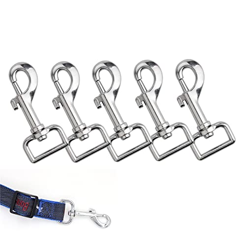 5 Stück Karabinerhaken für Hundeleine Haken mit Drehgelenk für Hundehalsband Karabiner Haken mit Drehgelenk 25x72mm Schnappkarabiner für Hundehalsband Eimer Hängematte Pferd Tack, Silber von CZlinOduMMX