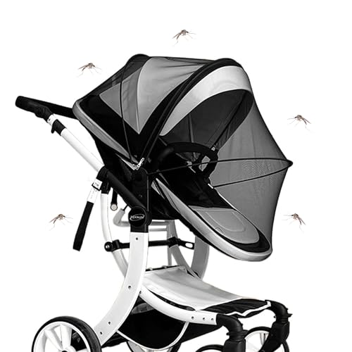 CZlinOduMMX Universal Insektenschutz Mückennetz für Kinderwagen, Moskitonetz für Buggy, Mit Reißverschluss Schutz vor Wespen & Stechmücken Dank feinem Netzgewebe, Reißfest & Waschbar(Schwarz) von CZlinOduMMX