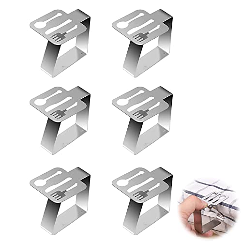 Tischdeckenklammer Tischtuchklammern Edelstahl Tischtuch Klemme Clips Tischdecke Clips 6 Stück Dekorative Tischtuch (5,4 x 4,5 cm) für Dicke 4-5 cm für Restaurant Gartentisch Hochzeit Party - Silber von CZlinOduMMX