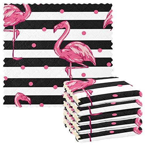 CaTaKu Geschirrtuch mit Flamingo-Skizze, wiederverwendbar, saugfähig, 28 x 28 cm, 6 Stück von CaTaKu