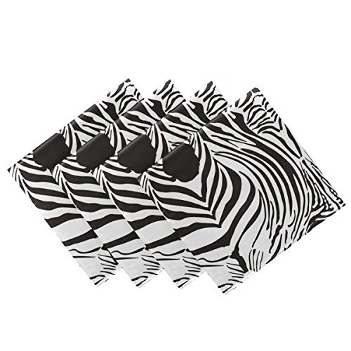 CaTaKu Retro-Servietten, Cocktail-Servietten, 4er-Set, Tier-Zebra-Servietten, Tischservietten, waschbar, wiederverwendbar, für Partys, Zuhause, Küche, Dekoration, 50,8 x 50,8 cm von CaTaKu