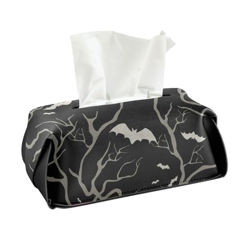 CaTaKu Taschentuchbox mit Fledermausmotiv, rechteckig, PU-Leder, Kleenex, für Auto, Badezimmer, Büro von CaTaKu
