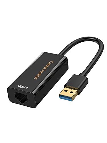 CableCreation USB 3.0 LAN Adapter, USB auf RJ45 10/100/1000 Gigabit Ethernet Adapter, USB 3.0 Netzwerkadapter Kompatibel mit Windows, Mac, MacOs X, Vista, Linux, XP usw. Vergoldeter/Schwarz von CableCreation