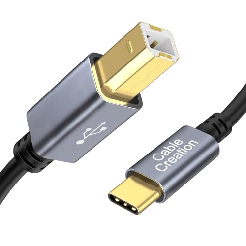 CableCreation USB-C Druckerkabel 2M, USB C auf USB B 2.0 Kabel, USB-C zu USB Typ-B Kabel Kompatibel mit MacBook Pro, HP, Canon, Brother, Samsung-Druckern usw. PVC mit Aluminiumgehäuse, 6,6 FT/Schwarz von CableCreation