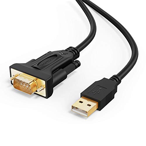 CableCreation USB auf RS232 Seriell Kabel mit FTDI Chipsatz, 1M Vergoldet USB 2.0 zu RS232 Stecker DB9 Seriell Konverter Kabel für Kasse Register Modem Scanner Industriual Maschinen CNC usw. Schwarz von CableCreation