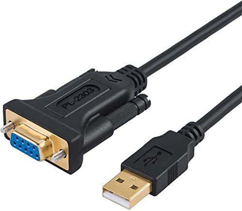 CableCreation USB zu RS232 Adapter mit PL2303 Chipsatz, 6.6ft USB 2.0 männlich zu RS232 weiblich DB9 serielles Konverterkabel für Registrierkasse, Modem, Scanner, Digitalkameras, CNC, Schwarz von CableCreation
