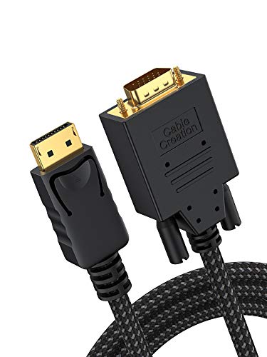 CableCreation DisplayPort auf VGA Kabel, DP auf VGA Kabel 6FT/1,8M [24K Gold Plated, Braided Jacket] DP Stecker zu VGA Stecker Kabel,Kompatibel mit Lenovo, Dell, HP und anderen Marken. von CableCreation