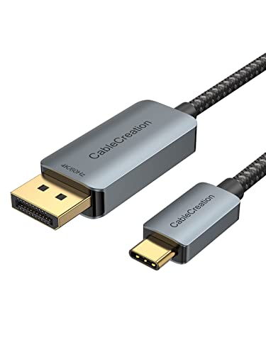 CableCreation USB C DisplayPort Kabel (4K@60Hz, 2K@165Hz/144Hz), 1.8m Thunderbolt 3 auf Displayport Kabel für MacBook Pro/Air, iMac, iPad Pro, XPS, Surface, Galaxy S20, Huawei P40 usw. 6FT/Aluminium von CableCreation