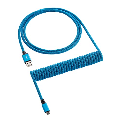 CableMod Classic Coiled Keyboard Cable - Spiralkabel für Tastatur Micro USB auf USB Typ A - Gaming Tastaturkabel 1,5m Lange - Hohe Lebensdauer - Blau von CableMod