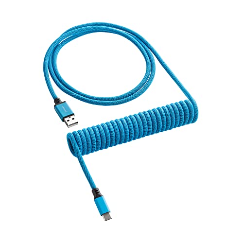 CableMod Classic Coiled Keyboard Cable - Spiralkabel für Tastatur USB C auf USB Typ A - Gaming Tastaturkabel 1,5m Lange - Hohe Lebensdauer - Blau von CableMod