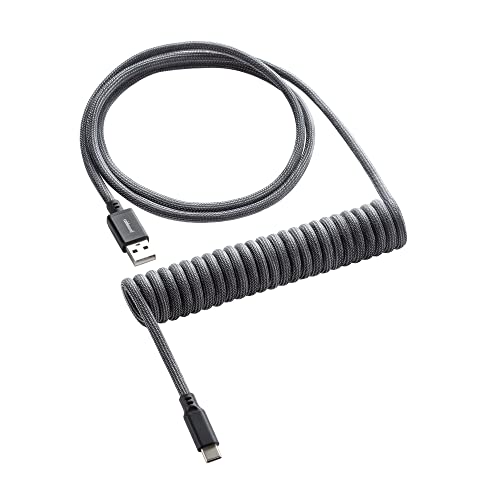 CableMod Classic Coiled Keyboard Cable - Spiralkabel für Tastatur USB C auf USB Typ A - Gaming Tastaturkabel 1,5m Lange - Hohe Lebensdauer - Grau von CableMod