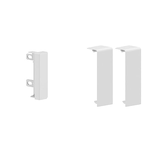Habengut Endkappe Ausführung rechts für Sockelleiste aus PVC, Farbe: Weiß Inhalt: 1 Stück - für einen sauberen Abschluss & Habengut Verbinder für Sockelleiste aus PVC Inhalt: 2 Stück von Cablecoach