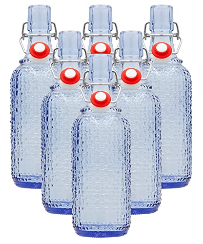 Cadofe 6Stk. oder 12Stk. - Bügelverschlussflasche Leere Glasflasche mit Bügelverschluss Weinflasche Schnapsflasche Glasflaschen Drahtbügelflasche Flasche mit Kippverschluss 0,5 Liter in Blau von Cadofe