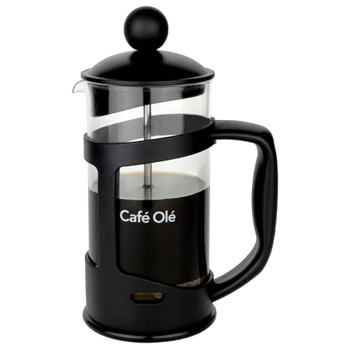 Café Olé 3 Tassen Everyday Kaffeebereiter aus schwarzem Kunststoff, rostbeständiger Edelstahlfilter, isolierter Kunststoffrahmen, spülmaschinenfest, französische Presse von Café Olé