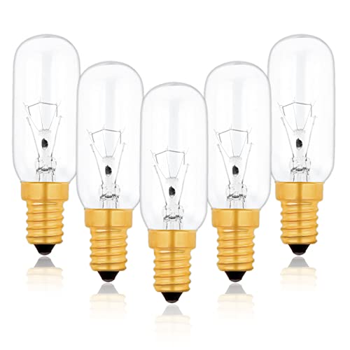 Caldarax 5 Stück E14 Dunstabzugshaube Glühbirne Dimmbar T25 230V, 2700K Warmweiße, 350lm, E14 Base Pygmäenlampen, für Dunstabzugshaube, Küchenleuchter, Tischlampe von Caldarax