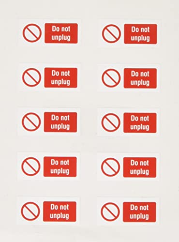 Caledonia Signs 53438 englische Etiketten „Do not unplug", 40 x 18 mm, 10 Stück von Caledonia Signs