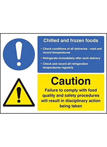 Caledonia Signs 15626K Schild"Chilled and Frozen Foods", starrer Kunststoff, 400 mm x 300 mm von Caledonia Signs