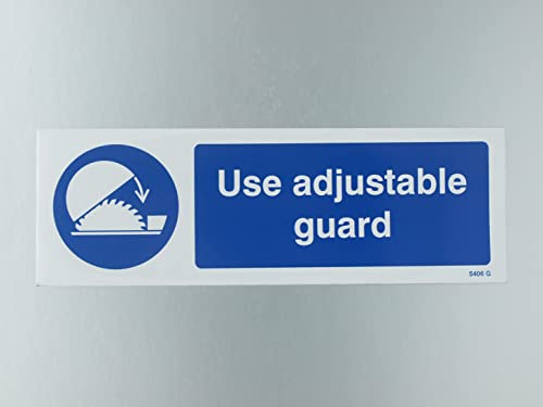 Caledonia Signs 25406G Use Adjustable Guards Schild, selbstklebendes Vinyl, 300 mm x 100 mm von Caledonia Signs