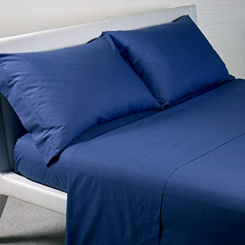 Caleffi Baumwolle, einfarbig, Bettwäsche, Blau, Doppelbett von Caleffi