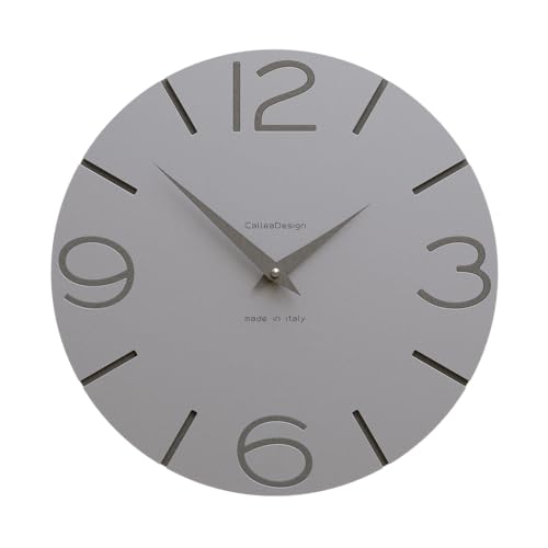 CALLEADESIGN Wanduhr Smile Aluminium und Quarz Grau Rund 30 cm Schlichtes und modernes Design Geräuschloser Mechanismus Made in Italy Geeignet für die Küche 30 Farben verfügbar Holz von CalleaDesign