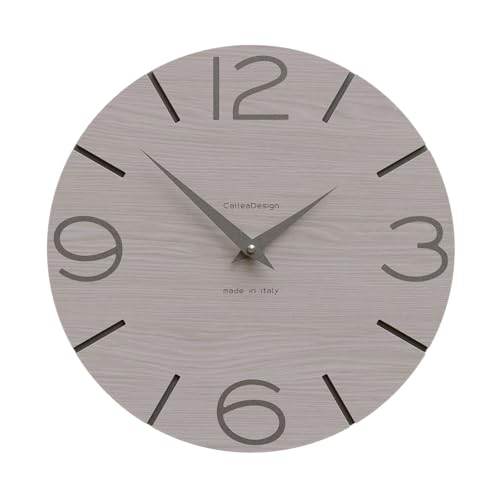 CalleaDesign Wanduhr Smile Eichenbrise und Grauer Quarz Rund 30 cm Schlichtes und modernes Design Geräuschloser Mechanismus Made in Italy Geeignet für die Küche 30 Farben verfügbar Holz von CalleaDesign