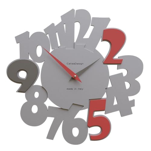 Wanduhr Due95 - 34 cm Durchmesser Farbe Aluminium, Quarzgrau und Rubinrot Leise, beweglich geräuschlos, deutsches Uhrwerk. von CalleaDesign