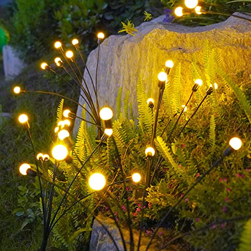 CalmGeek Firefly Solar Gartenlichter, GlühwAürmchen Solar LED Lichter, Außen Warmes Lichter, 2 Stück Glühwürmchen Licht Bunte 6 Kopf Lampe, Solar Gartenlichter für Dekorative Yard Patio Walkway von CalmGeek