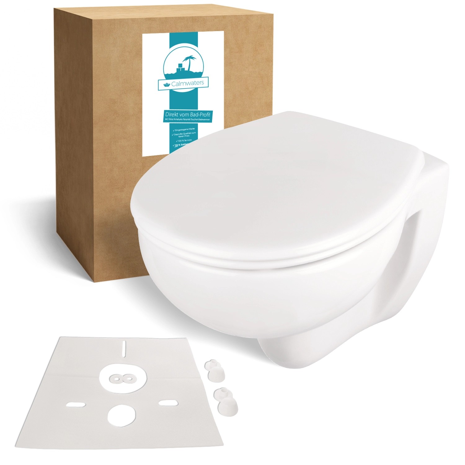 Calmwaters Hänge WC Premium Spülrandlos Set WC-Sitz Schallschutz 08AB3131 von Calmwaters