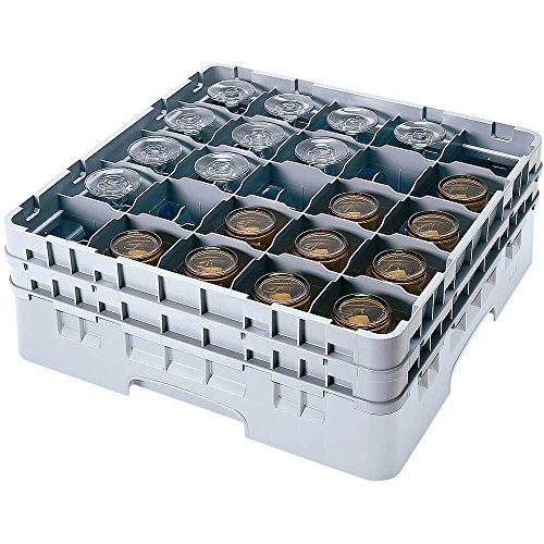 Cambro 25S1114 Camracks Polypropylen Körbe für Stiel und Bechergläser mit 25 Fächern, 1/1 Grösse, Grau, 8.7cm Durchmesser, 29.8cm Maximale Höhe, 2 Stück von Cambro