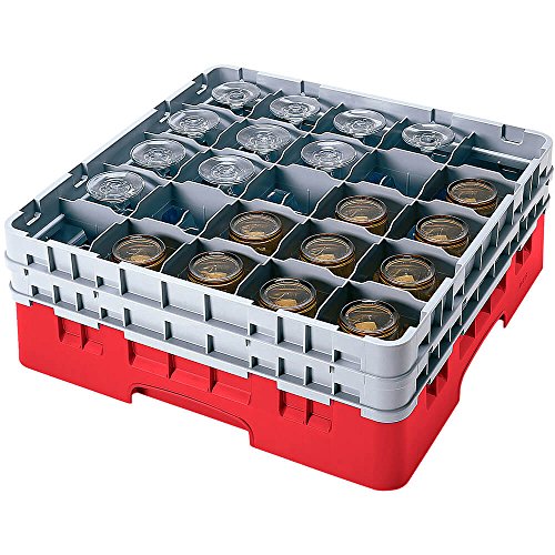 Cambro 30S958 Camrack Polypropylen Körbe für Stiel und Bechergläser mit 30 Fächern, 1/1 Grösse, Rot, 7.94cm Durchmesser, 25.7cm Maximale Höhe, 2 Stück von Cambro