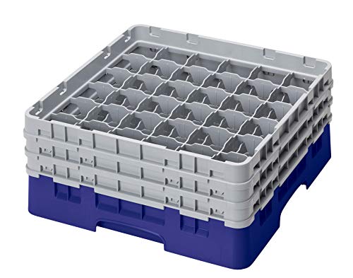 Cambro 36S638 Camracks Polypropylen Rack für 7.3cm Durchmesser Stiel und Bechergläser, Marineblau, 1/1 Grösse, 36 Fächer, 17.4cm Höhe, 3 Stück von Cambro