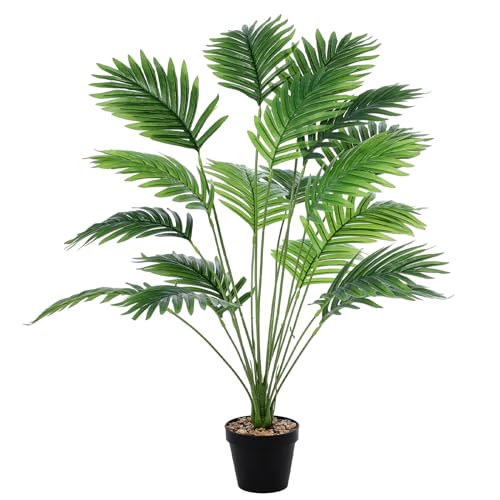 Camiraft Kunstpflanze Palme Groß Kunstpalme Fake Plastik Pflanze Künstliche Pflanzen Areca Palme für Dekoratives Wohnzimmer Wohnung Balkon Büro von Camiraft