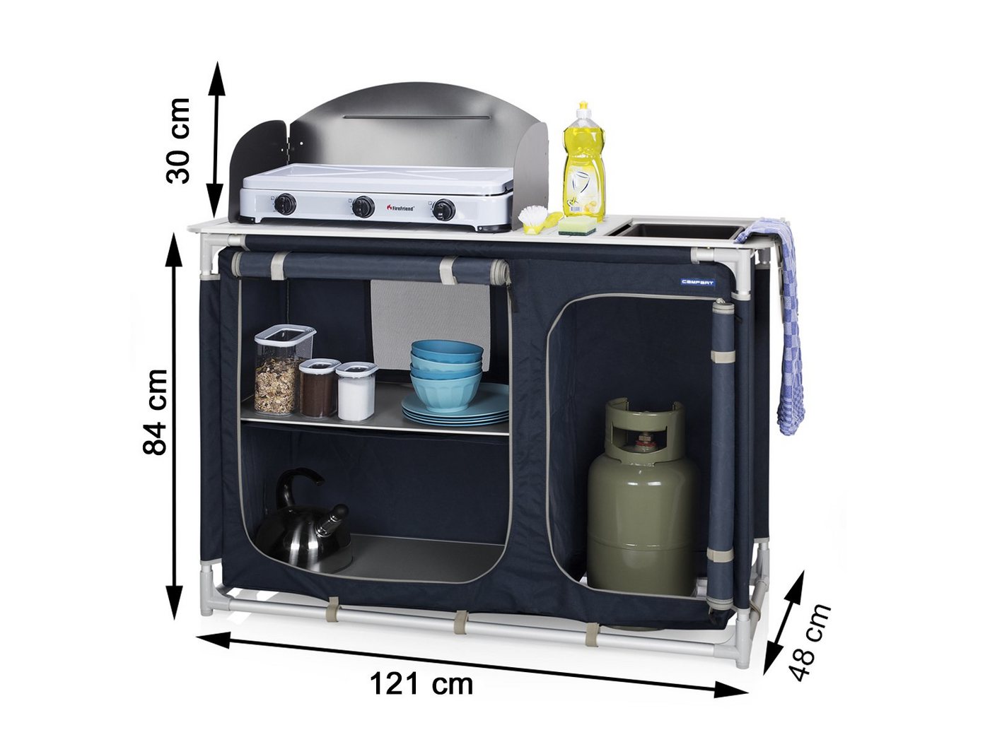Campart Spülenschrank Küchenbox mit Spüle Outdoor Küchenschrank Stoff faltbar Camper Küche von Campart
