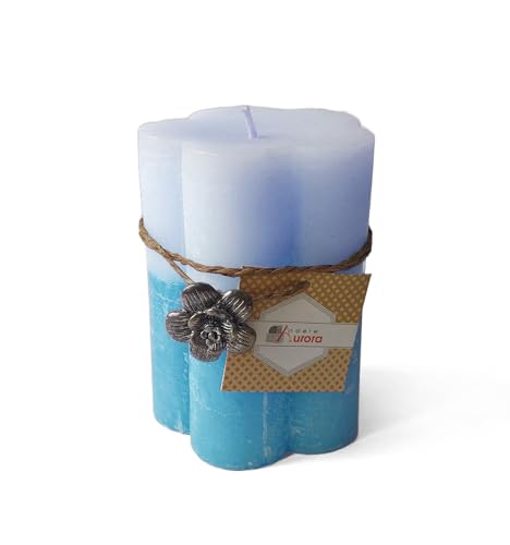 Kerzen von Aurora Janet Kerze in Form von Blume, Wachs, hellblau, 7.5 x 7.5 x 10.2 cm von Candele D'Aurora