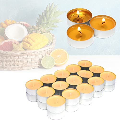 Candelo 30er Set Hochwertige Duft Teelichter Ambiente – Tropical Mango - Teelicht in Aluminium Hülle je 1,5 x 3,8cm - 4 Std Brenndauer – Teelichter von Candelo