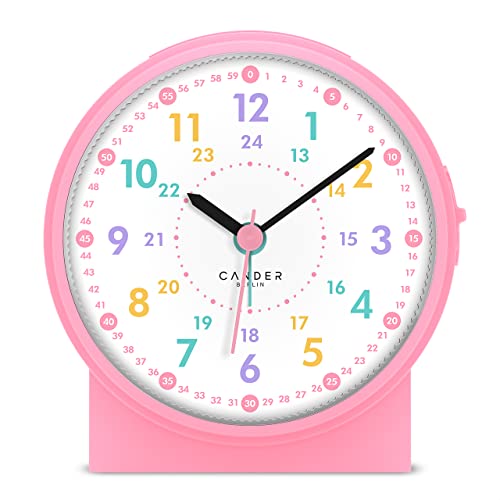 Cander Berlin MNU 1009 H Kinderwecker Wecker Kinder lautlos geräuschlos Lernuhr Kinderuhr Licht Snooze Tischuhr Beleuchtung geräuscharm Schlummer pink rosa von Cander Berlin