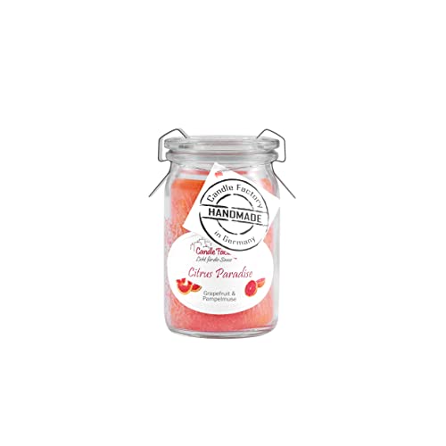 Candle Factory Baby Jumbo Duftkerze aus pflanzlichem Stearin im hitzebeständigen Glas der Marke Weck®, bis zu 20h Brennzeit, Duft: Citrus Paradise von Candle Factory