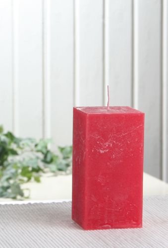 Rustik-Stumpenkerze, viereckig, 10 x 5 x 5 cm Ø, rot von CandleCorner Rustik-Kerzen