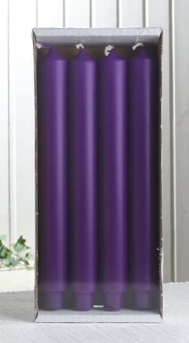 4x Stabkerze mit Zapfenfuß / Punchkerze, 25x3 cm, lila-violett von CandleCorner