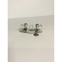 Metall Teekannen Salz Und Pfeffer Streuer Auf Einem Tablett, Schweres Metall, Japan, Souvenirs, Arkansas von CandleLiteGiftShop